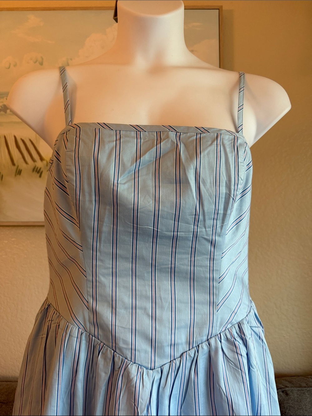 French Connection Light Blue Striped Mini Dress - Picture 7 of 10